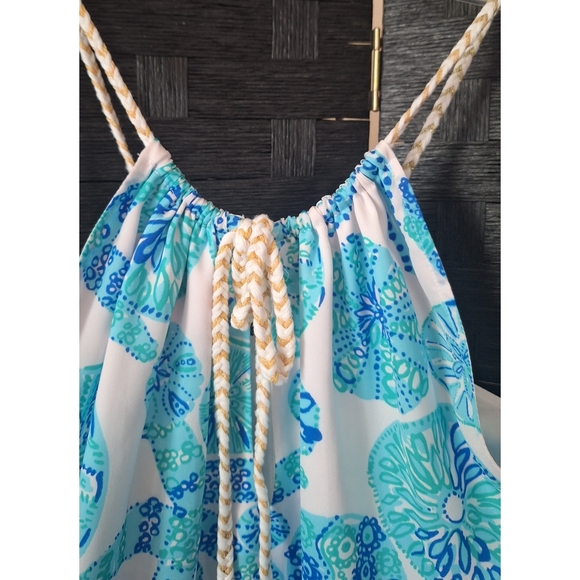 Lily Pulitzer | Inna Shells Print Halter Maxi Dress - White/Blue/Green - Picture 11 of 15